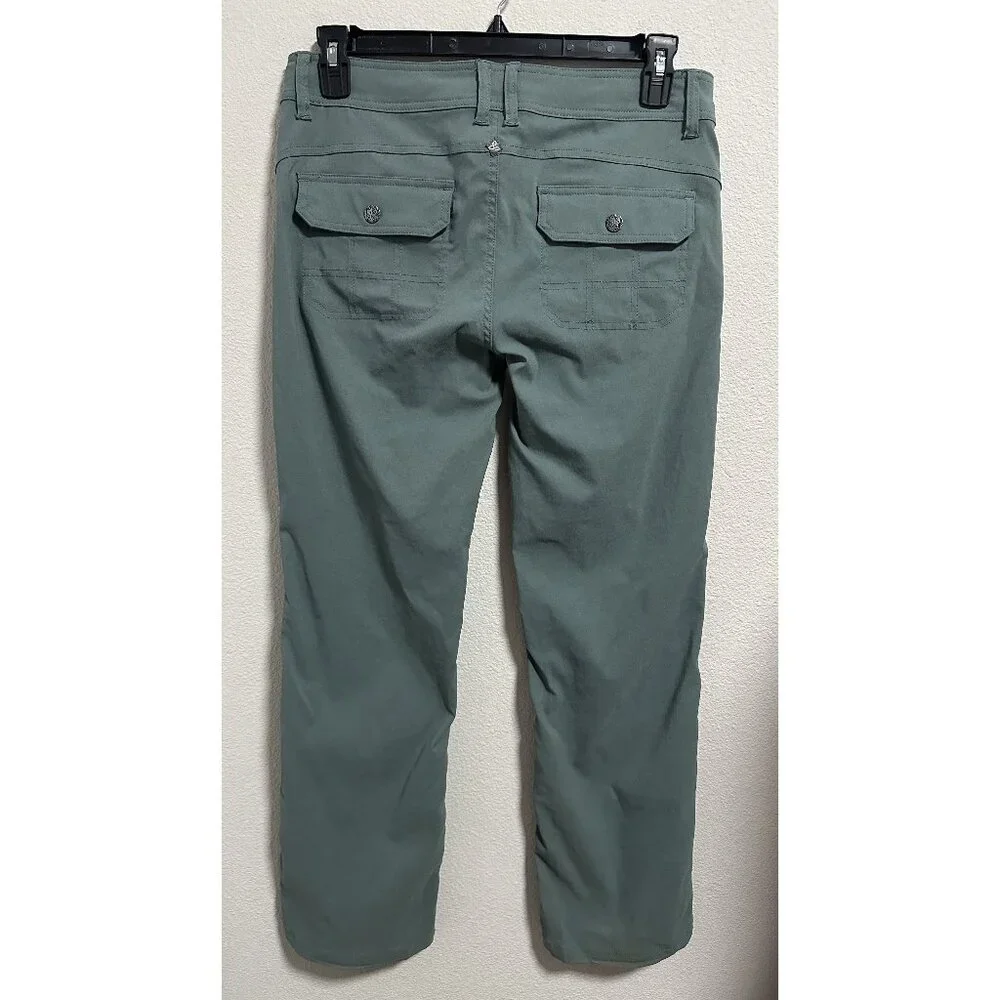 PrAna Halle Straight Smoky Blue Hiking Climbing Pants Stretch Roll-up Legs Sz 10 - Picture 12 of 13